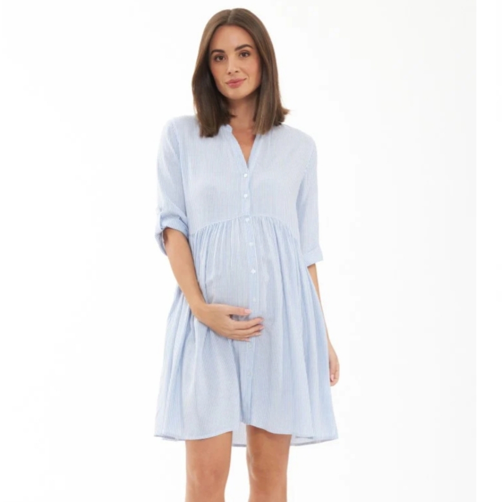 Ripe Maternity small white shirt dress